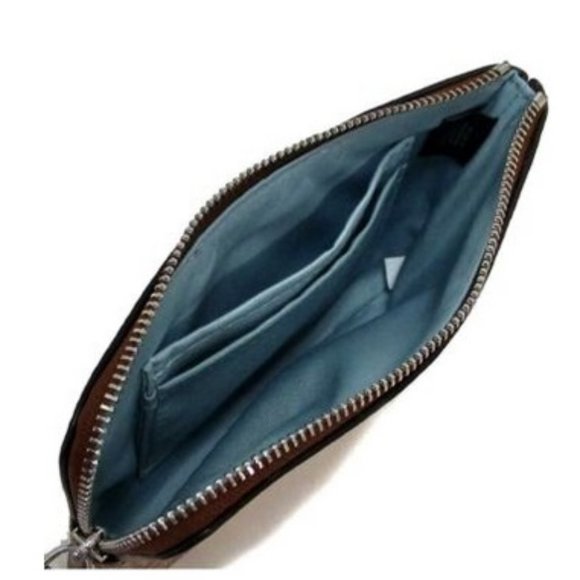 Coach Corner Zip Wristlet In Signature Canvas Khaki / Marble Blue - Picture 11 of 11